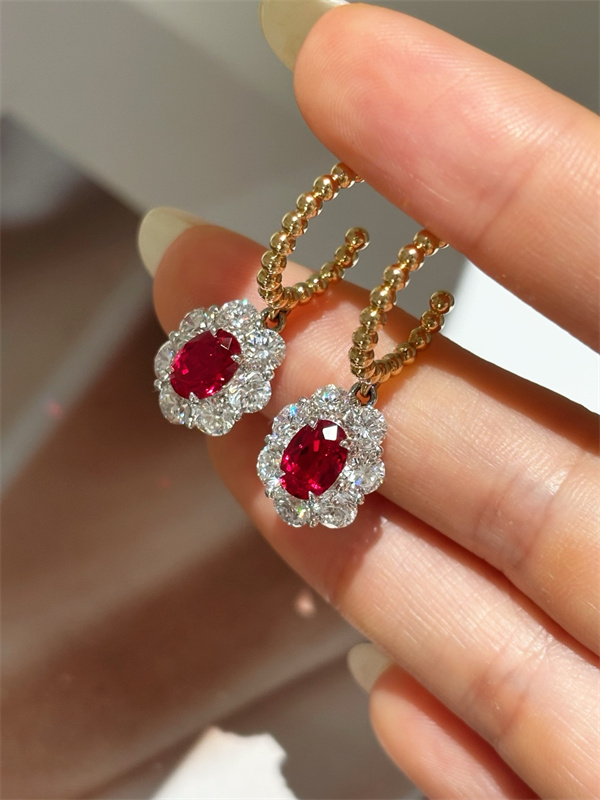 18K gold cultured gemstone earrings