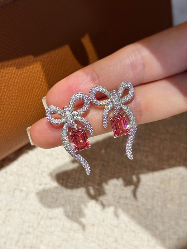 PT950 Cultured Precious Gemstone Stud Earrings