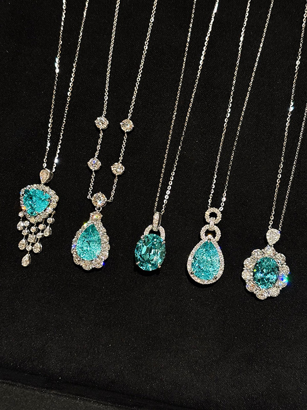 18K cultured colored gemstone pendant necklace in stock